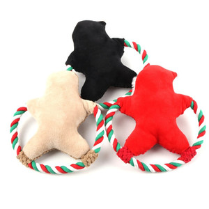 Forte e durevole corda di cotone peluche indistruttibile giocattolo interattivo divertente per cani da compagnia natale - Product Image 2