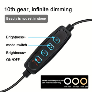 Luce ad Anello LED Mini da 10 Pollici Dimmerabile Bicolore con Supporto per Due Telefoni e Treppiede per TikTok, <span class=keywords><strong>YouTube</strong></span>, Streaming Live e Trucco - Product Image 4