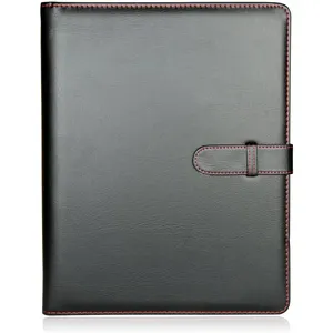 Folder portofolio A4 dengan mekanisme pengikat cincin-Padfolio bisnis PU dengan 40 kantong plastik-Organizer konferensi hitam dengan