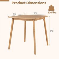 Table à manger en bambou naturel, moderne, compacte, petite table de petit-déjeuner pour cuisine, avec pieds coniques stables, pour appartement, maison, salle à manger