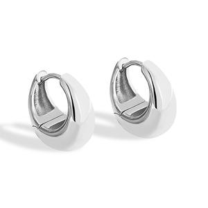 2024 Trendy 925 <b>Sterling</b> <b>Silver</b> Chunky Hoop Earrings Real Gold Plated Geometric Pattern for Weddings Parties Alloy Fashion - Product Image 5