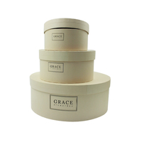 Emballage de luxe avec logo personnalisé Boîte cadeau à chapeau rond en carton rigide avec cylindre en papier beige