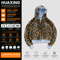 Sudadera con capucha y cremallera completa con estampado de leopardo y logotipo personalizado, fabricada por Strategic Source Factory, OEM, ODM, marca privada, peso pesado, estilo Y2K, proveedor mayorista.