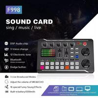 Carte son F998 avec microphone à condensateur BM800, kit complet de karaoké et de diffusion, trépied doré