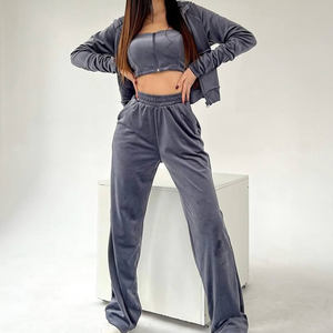 Logo personnalisé French Terry Sweatsuits Vente en gros Zip Hoodie Jogger <span class=keywords><strong>2</strong></span> pièces Ensembles Femmes Survêtements de grande taille - Product Image 6