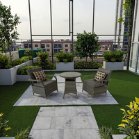 Ensemble bistrot en rotin noir 2 places, table ronde et chaises en osier pour extérieur, mobilier de jardin pour balcon