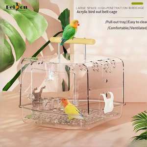 Zaino pappagallo in acrilico con chiusura a cerniera in stile classico gabbia per uccelli portatile per il trasporto sulla spalla o sulla schiena - Product Image 2