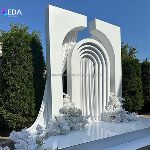 Stand Backdrop Akrilik Putih LEDA, Dekorasi Latar Panggung Pernikahan 3D Berbentuk Lengkung, Perlengkapan Acara Pesta Pernikahan - Product Image 3