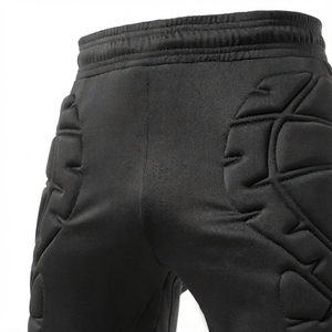 Black <b>Padded</b> Goalkeeper Trousers Men's Football Goalie <b>Pants</b> Drawstring Waist Quick Dry Match Training Wear - Product Image 1