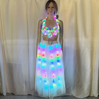 Soutien-gorge LED coloré fantaisie pour femmes, costume de danse du ventre, soutien-gorge lumineux, recharge USB, tenue de danse sexy, contrôle par application