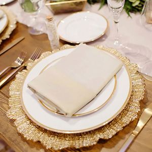 Platos de Servicio Acrílicos Dorados de 13 Pulgadas con Textura de Arrecife, Platos de Plástico Irrompibles para Cenas Formales y Decoración de Bodas - Product Image 3