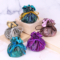 Sacs à cordon en satin de soie brodés personnalisés avec logo pour bijoux, vente en gros