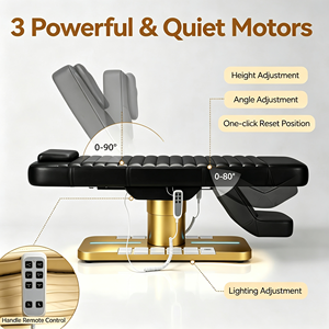 RONJIA Luxury Modern Gold <b>Salon</b> Furniture 4 Motor Electric Facial Beauty Massage Bed Cosmetic Table Chair Facial Spa Lash Bed - Product Image 5