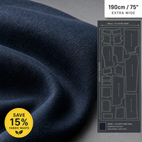 Tissu denim sergé extensible OE 385 GSM 11,3 oz, extra large 190 cm, en coton, polyester et élasthanne, pour jeans, bleu foncé intense