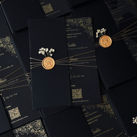 Carte d'invitation de mariage personnalisée en plexiglas noir OEM, cartes de mariage élégantes en gros, invitation de mariage en acrylique noir glamour de luxe