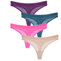 Dames Dunne Kant Uitgehold T Rug Lage Taille Ijs Zijde Sexy Brutale String Doorzichtig Slipje String Bikini