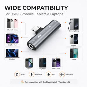 Nouvel <span class=keywords><strong>adaptateur</strong></span> répartiteur USB-C Plug & Play pour usine, avec prise casque 3,5 mm et charge rapide Type-C PD 60W, puce AB136, en alliage d'aluminium, vente en gros - Product Image 5