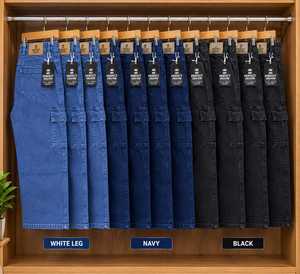 Pantalon cargo en jean pour homme, six poches, design uni, décontracté, utilitaire, pour les activités de plein air et la mode quotidienne - Product Image 5