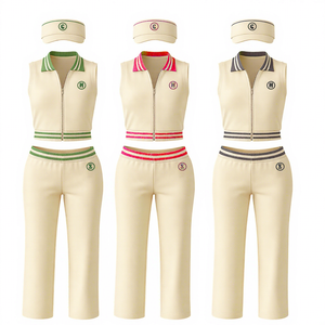 Set da <span class=keywords><strong>donna</strong></span> con Logo personalizzato <span class=keywords><strong>Y2k</strong></span> nuovo <span class=keywords><strong>stile</strong></span> con Logo personalizzato Polo Top con pantaloni da Resort 2 pezzi Set di tute da <span class=keywords><strong>donna</strong></span> - Product Image 1