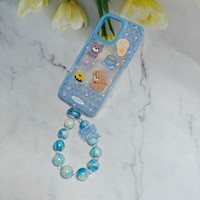 Étui de téléphone portable Little Heart pour Iphone 11 12 13 14 15 16 17 Pro Max Air Lovely Blue avec chaîne