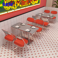 Ensemble table et chaises en acier inoxydable style écailles de poisson, mobilier de restaurant à usage commercial pour BBQ, Hotpot, et salons de thé