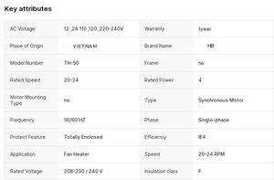 Tyj-50 Động Cơ Đồng Bộ Cho Fan Hâm Mộ Nóng 4W Công Suất Đầu Ra Ứng Dụng Cho Fan Hâm Mộ Nóng <span class=keywords><strong>1</strong></span> Năm Bảo Hành Từ Việt Nam - Product Image 6