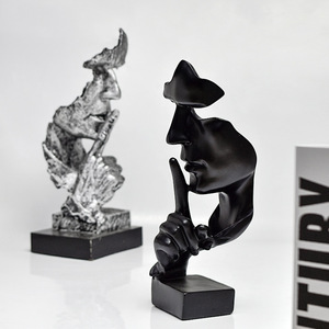 <span class=keywords><strong>Nova</strong></span> abstrait résine visage Sculpture Figurine moderne européen Silence est or Statue créative bureau salon Art décoration - Product Image 5