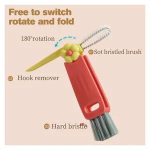 Brosse de nettoyage multifonctionnelle 3-en-1 pour couvercles de tasses, fentes et espaces étroits de bouteilles - Product Image 5