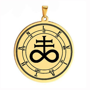 HLSS654 Leviatán evocación Sufur cruza satanismo símbolo satánico talismán grabado con láser collar con colgante de acero inoxidable - Product Image 6