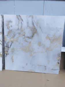 Mạ vàng trắng 600x600 gạch sứ toàn thân sàn tráng men bóng đá cẩm thạch màu <span class=keywords><strong>x</strong></span>ám vuông đánh bóng gạch phòng khách phòng tắm - Product Image 5