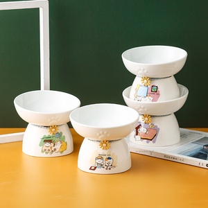 Pirinç tasarımı ile seramik çevre dostu su geçirmez sevimli kedi kase yüksek kase tek kase kapalı kullanım toptan - Product Image 6