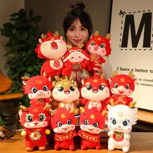 New Year Dragon Mascot Plush Animal Toy Dragon Year Mascot Plush Toy Doll Box Big Plushie Annual Festival Dragon Decoration Toys