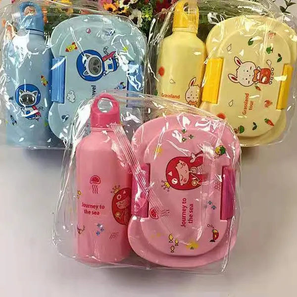 Çocuklar kızlar için Kawaii Bento yemek kabı su şişesi erkek çocuk okul anaokulu Mini aperatif sandviç gıda konteyner