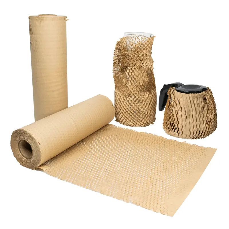 Transporont Honingkam Wrap Papier Rollen Oemrollingpapier Gerecycled Ambacht Concurrerende Prijs Honingraat Papierrol Verpakking