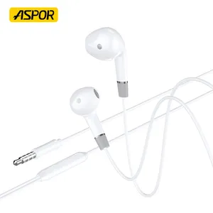 ASPOR A218 Wired Earphones 3.5 mm HD Stereo Earpiece Button Control 1.2M Deep Bass In-Ear Earphone With Mic Handsfree