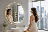 Miroir intelligent moderne pour salle de bain avec interrupteur tactile, anti-buée, miroir de maquillage LED à intensité réglable 3000K-6000K, éclairage ajustable pour hôtel