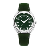 Style populaire 42mm Cadran stérile Nh35 Montre Bracelet en cuir Mécanique Logo personnalisé Montre en cuir automatique