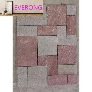 प्राकृतिक चीन लाल भूरा ग्रे पोर्फिरी स्टोन पेवर स्लैब पेविंग टाइल कोबल स्टोन स्प्लिट किनारों के साथ थर्मल एंटीस्लिप सतह - Product Image 3