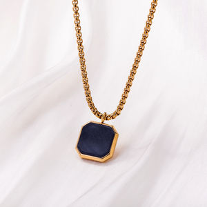 ร้อนขายเสื้อกันหนาวกระจกขัดน้ํามันหยดสแตนเลสยาวแฟชั่นสแควร์เรียบสร้อยคอจี้ - Product Image 5