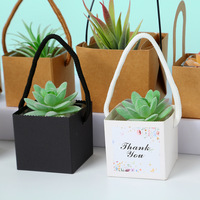 Boîte carrée pliable simple en papier kraft avec fleurs et plantes vertes, boîte d'emballage pour cadeaux, impression quadricolore