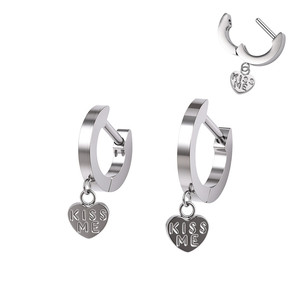 VORA Anneau segmenté articulé en Titane ASTM F136 plaqué or blanc 18K avec pendentif cœur '<span class=keywords><strong>Kiss</strong></span> Me' pour piercing boucle d'oreille clicker - Product Image 1