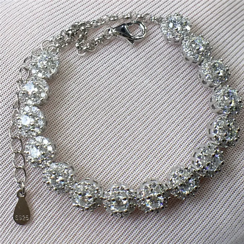 Bracelet en argent fin 925 pour conception de bijoux de mariage, rond, Original, excellente coupe, 1.5 Carat de diamant, capacité de 3mm, couleur D, vs1, mulanite