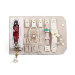 Custom Jewellery Box Pu Leather <b>Ring</b> Earring Necklace Organizer Jewelry Roll Bag with Soft Velvet Pouch - Product Image 3