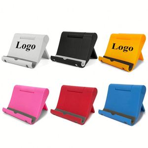 Custom logo Printed Wholesale <b>Foldable</b> Plastic Phone Stand <b>Desk</b> Portable Lazy Bracket Angle Adjustable Cell Phone Holder - Product Image 1