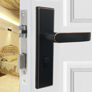 Black 304 Stainless Steel Lever Door <b>Lock</b> For Wooden Interior Doors Modern Simple Style Durable Handle - Product Image 1