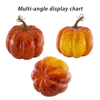 Ornement de citrouille rond artificiel en paillettes dorées artificielles fait à la main pour Halloween, décoration de table de fête de Thanksgiving, cadeau