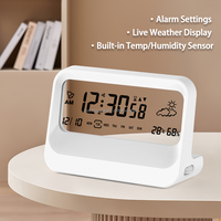 Termómetro Higrómetro Digital LCD Electrónico Mini con Reloj, Calendario, Funciona con Pilas, Material ABS