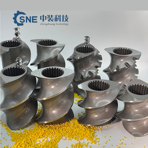 Kurzstrecken-Doppelschneckenextruder mit Schraubendesign, Barriere- und Mischabschnitten für technische Kunststoffe, geschlitzte Schraubenelemente - Product Image 1