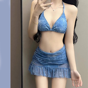 Vente en gros top ajusté tie-dye à manches longues jupe courte ensemble bikini pour femmes <span class=keywords><strong>maillot</strong></span> <span class=keywords><strong>de</strong></span> <span class=keywords><strong>bain</strong></span> sexy - Product Image 3