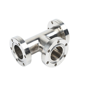 ข้อต่อทีแบบหน้าแปลนสุญญากาศสแตนเลส 304 ชนิดแกน สำหรับชิ้นส่วนอุตสาหกรรม HVAC - Product Image 1